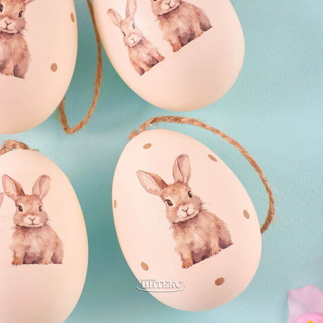 Пасхальные украшения Яйца Пушистые Кролики 6 см, 4 шт Boltze (Больтце)