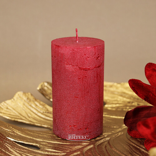 Декоративная свеча Металлик Макси 120*68 мм красная Kaemingk