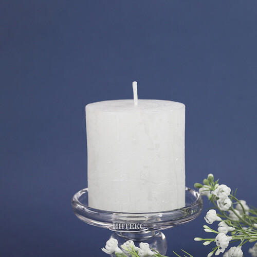 Декоративная свеча Металлик Миди 70*68 мм белая Kaemingk