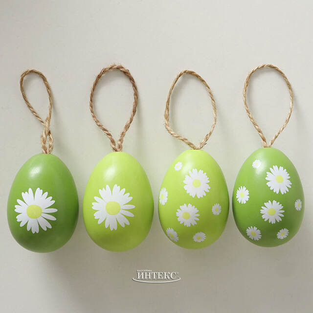Пасхальные украшения Яйца White Daisy 6 см, 4 шт, подвеска  Boltze