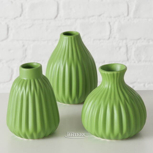 Набор керамических ваз для цветов Лидс 10-12 см зеленый, 3 шт Boltze (Больтце)