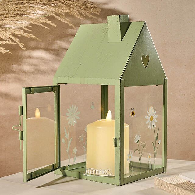 Подсвечник - домик Ромашки и пчелки 27*14 см зеленый Boltze (Больтце)