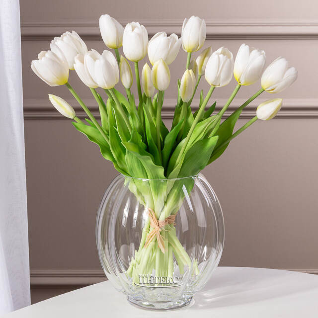 Силиконовые цветы Тюльпаны Great Milton белые 40 см, 7 шт Boltze