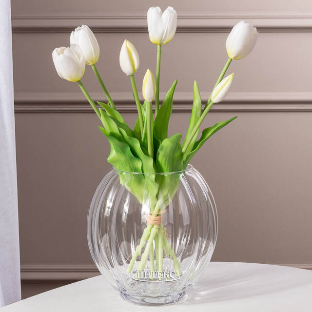 Силиконовые цветы Тюльпаны Great Milton белые 40 см, 7 шт Boltze