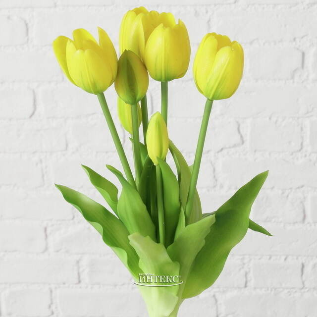 Силиконовые цветы Тюльпаны Great Milton жёлтые 40 см, 7 шт Boltze