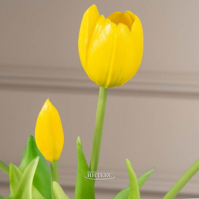 Силиконовые цветы Тюльпаны Грейт Милтон жёлтые 40 см, 7 шт Boltze (Больтце)