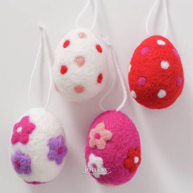 Пасхальные украшения Яйца Pink Easter 6 см, 4 шт, подвеска Boltze