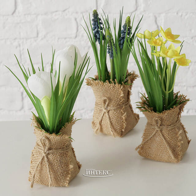 Искусственный цветок в горшке Мускари 19 см Boltze