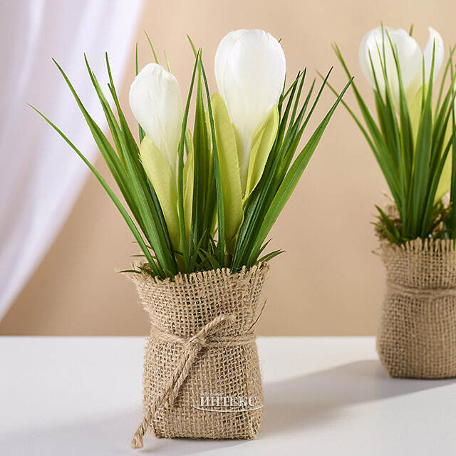 Искусственный цветок в горшке Крокус 19 см Boltze