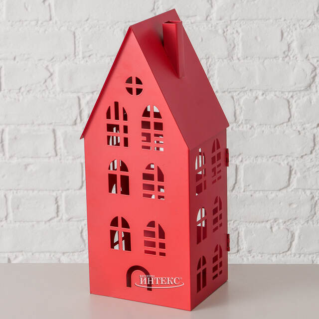 Набор подсвечников - домиков Белфаст 13-38 см красный, 3 шт Boltze (Больтце)