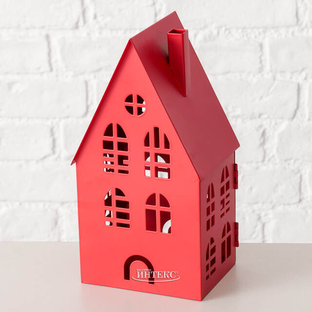 Набор подсвечников - домиков Белфаст 13-38 см красный, 3 шт Boltze (Больтце)