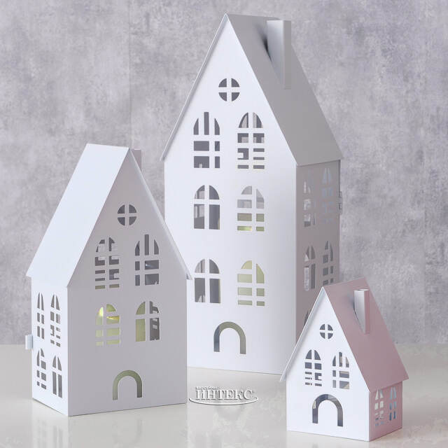 Набор подсвечников - домиков Белфаст 13-38 см белый, 3 шт Boltze (Больтце)