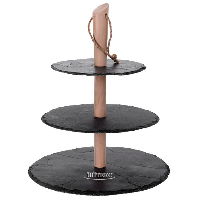 Этажерка трехуровневая для сервировки закусок 36*30 см, сланец Koopman