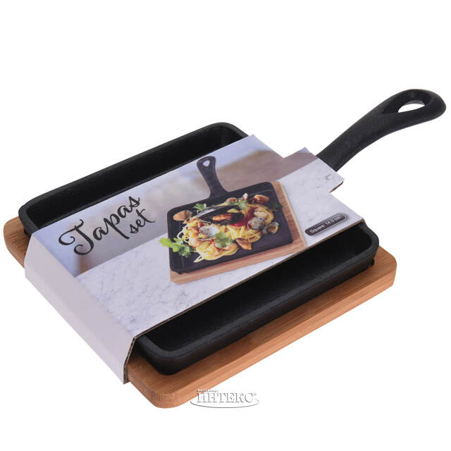 Порционная сковорода Сан-Себастьян на бамбуковой подставке 14 см, чугун Koopman