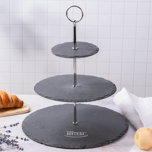 Этажерка трехуровневая для сервировки Capreze, 34 см, сланец Koopman