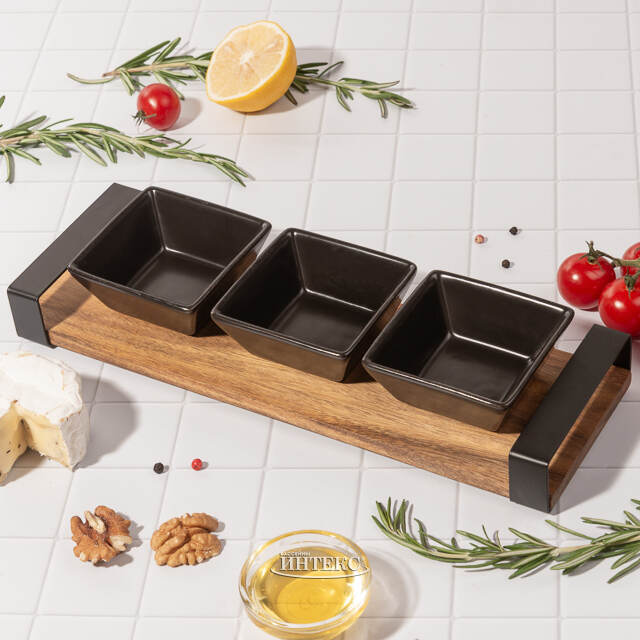 Набор для закусок с подносом Паоло 32*10 см, 4 предмета Koopman