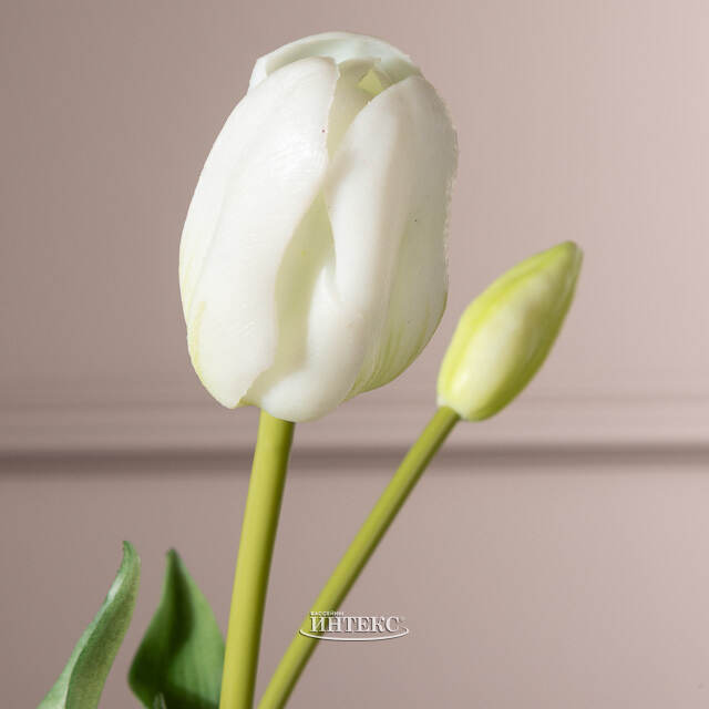 Силиконовые тюльпаны White Prince 5 шт, 48 см EDG