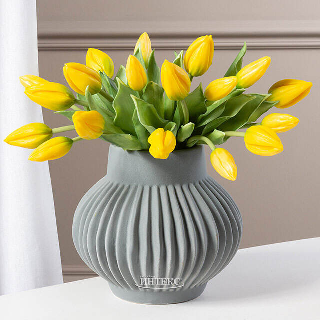 Силиконовые тюльпаны Идальго 9 шт, 29 см желтые EDG (ЭДГ)