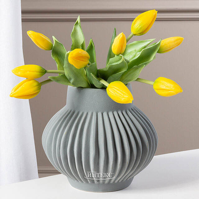 Силиконовые тюльпаны Идальго 9 шт, 29 см желтые EDG (ЭДГ)