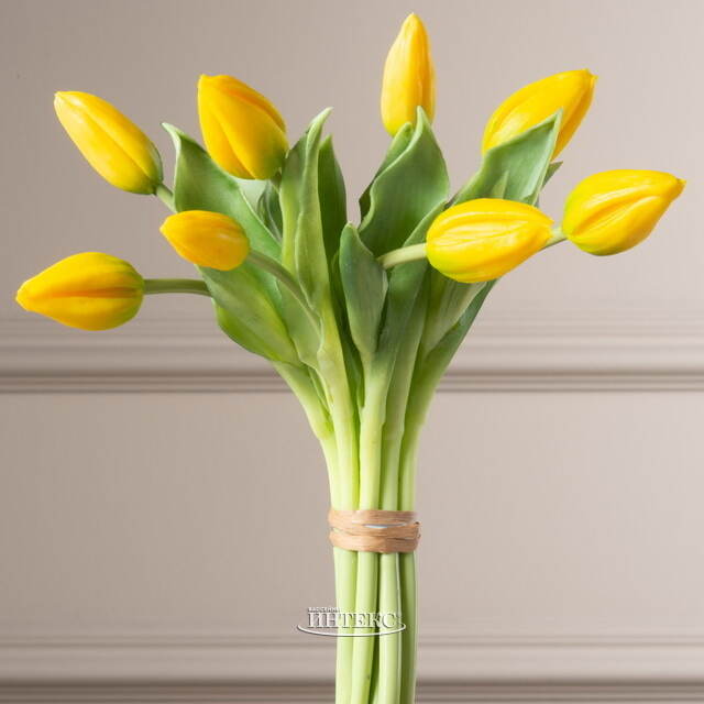 Силиконовые тюльпаны Идальго 9 шт, 29 см желтые EDG (ЭДГ)