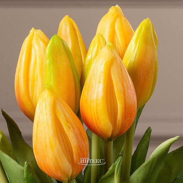 Силиконовые тюльпаны Hidalgo 9 шт, 29 см оранжевые EDG