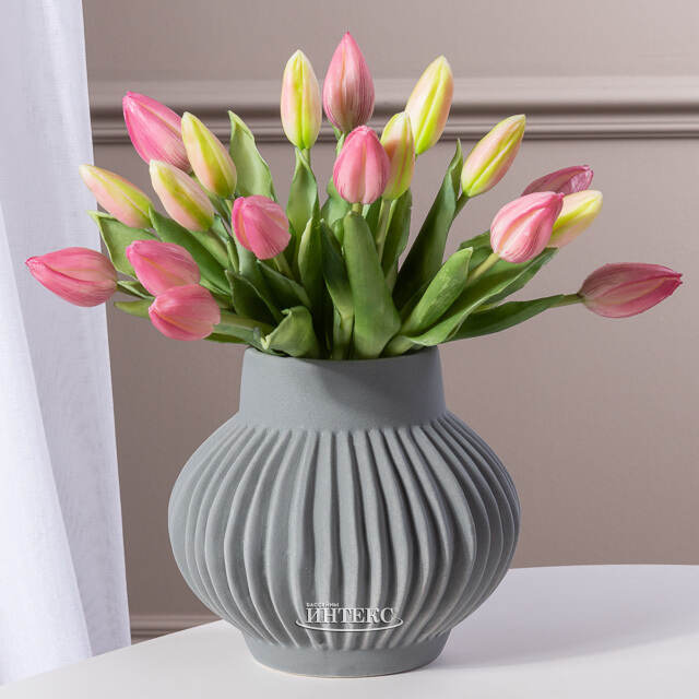 Силиконовые тюльпаны Hidalgo 9 шт, 29 см розовые EDG