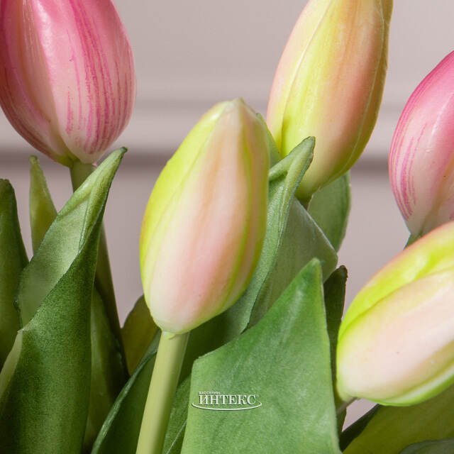 Силиконовые тюльпаны Hidalgo 9 шт, 29 см розовые EDG