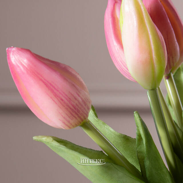 Силиконовые тюльпаны Hidalgo 9 шт, 29 см розовые EDG