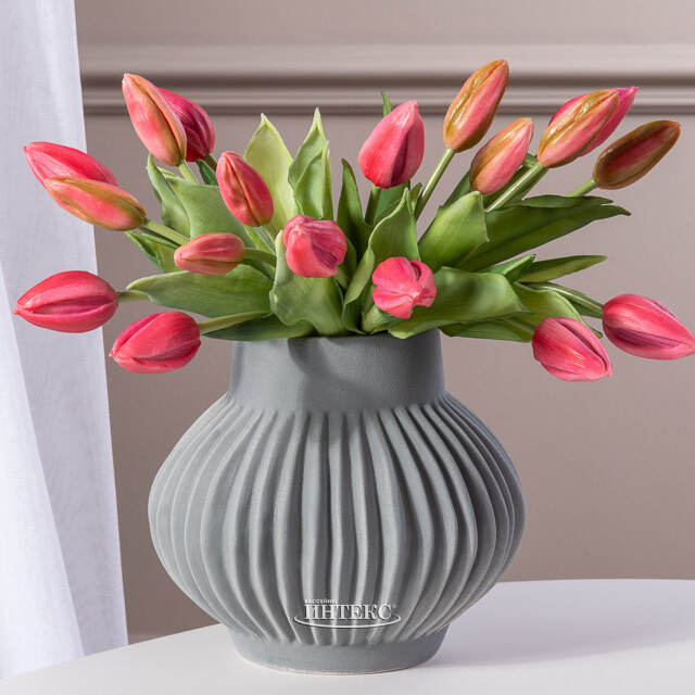 Силиконовые тюльпаны Hidalgo 9 шт, 29 см темно-розовые EDG