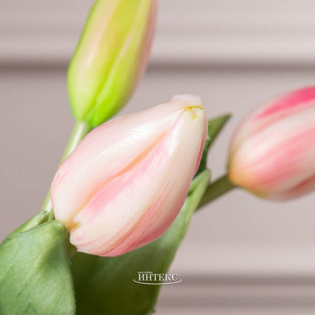 Силиконовые тюльпаны Hidalgo 9 шт, 29 см нежно-розовые EDG