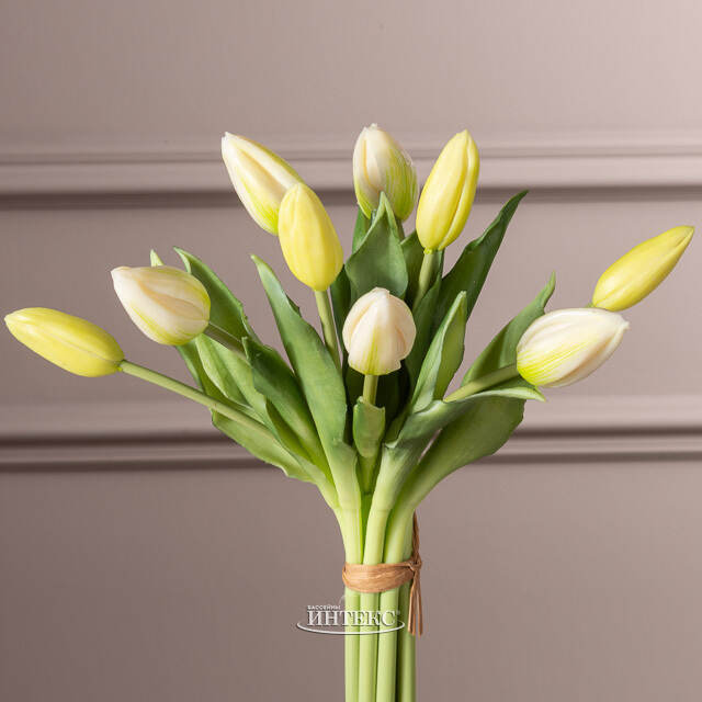 Силиконовые тюльпаны Hidalgo 9 шт, 29 см зеленые EDG