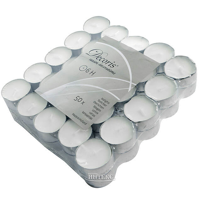 Чайные свечи 50 шт белые, 4*1.5 см, 6 часов Kaemingk