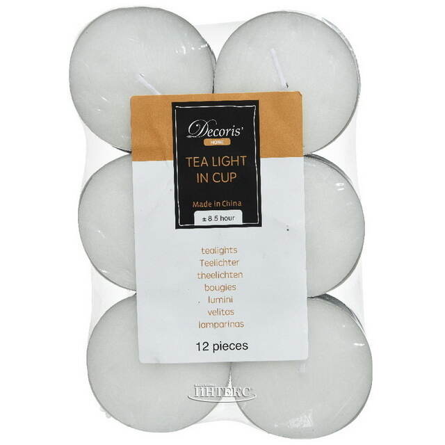 Набор свечей 6*2 см, 12 шт, белые, 8.5 часов Kaemingk