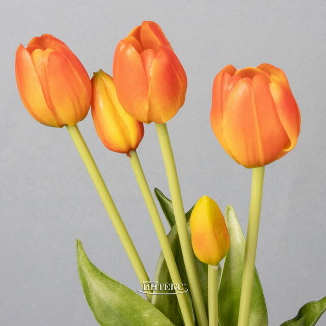 Силиконовые тюльпаны Spring Sun 5 шт, 40 см оранжевые EDG