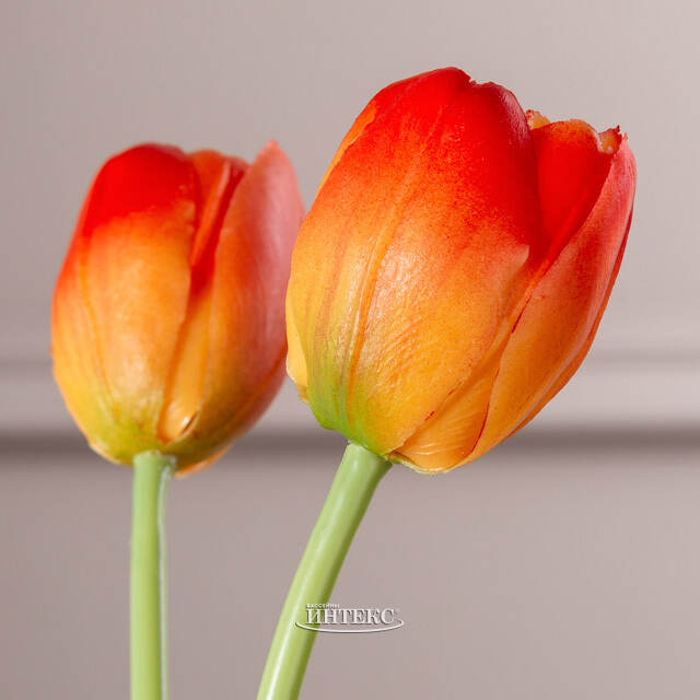Силиконовые тюльпаны Spring Sun 5 шт, 40 см оранжевые EDG
