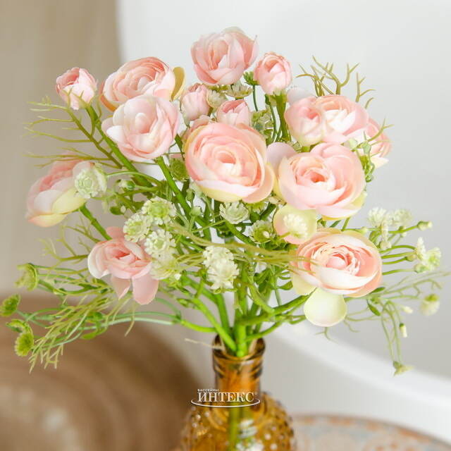 Искусственный букет Ранункулюсы Noelia 40 см светло-розовый EDG