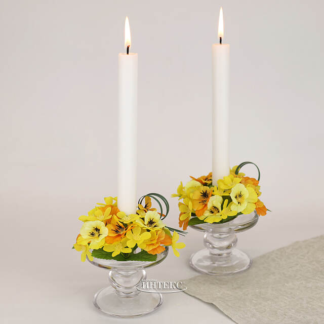 Венок для свечи Анютины Глазки 12 см, жёлтый EDG (ЭДГ)