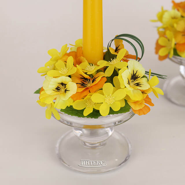 Венок для свечи Анютины Глазки 12 см, жёлтый EDG (ЭДГ)