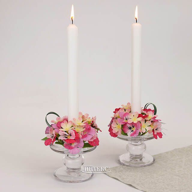 Венок для свечи Анютины Глазки 12 см, розовый EDG (ЭДГ)