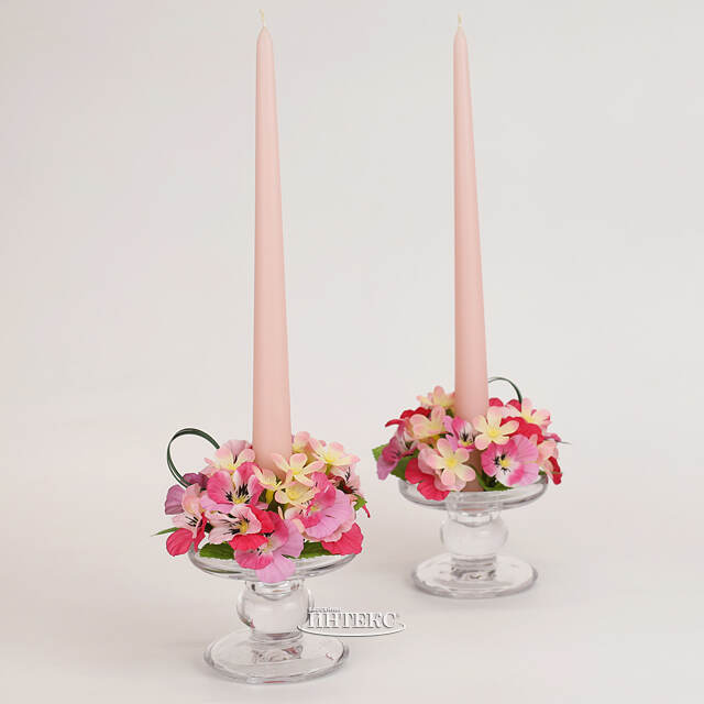 Венок для свечи Анютины Глазки 12 см, розовый EDG (ЭДГ)