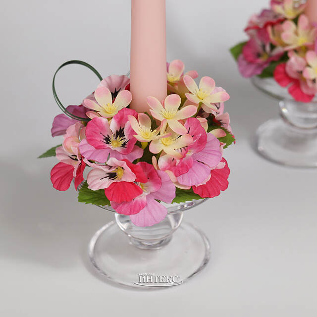 Венок для свечи Анютины Глазки 12 см, розовый EDG (ЭДГ)