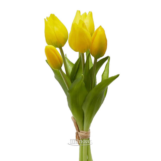 Силиконовые цветы Тюльпаны Parateo 5 шт, 26 см желтые EDG