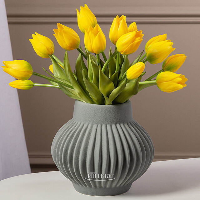 Силиконовые цветы Тюльпаны Parateo 5 шт, 26 см желтые EDG