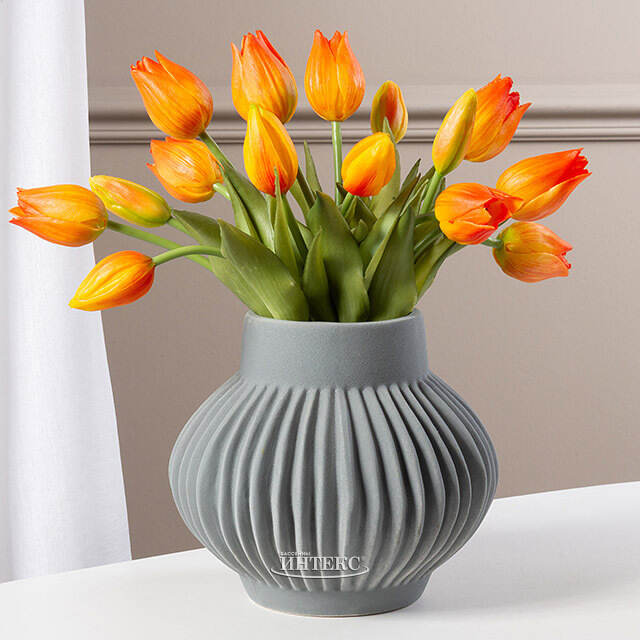 Силиконовые цветы Тюльпаны Паратео 5 шт, 26 см оранжевые EDG (ЭДГ)