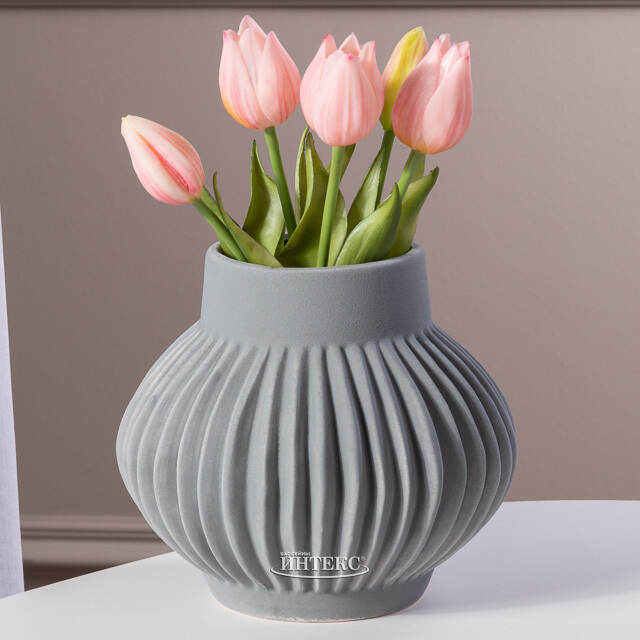 Силиконовые цветы Тюльпаны Parateo 5 шт, 26 см нежно-розовые EDG