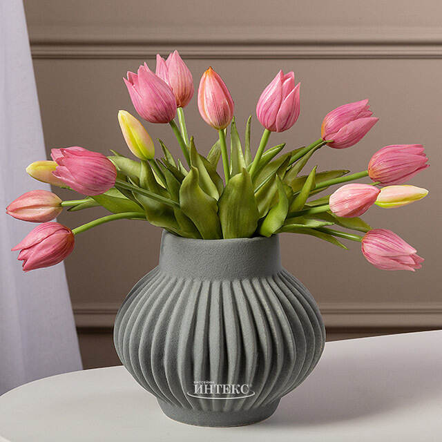 Силиконовые цветы Тюльпаны Parateo 5 шт, 26 см розовые EDG