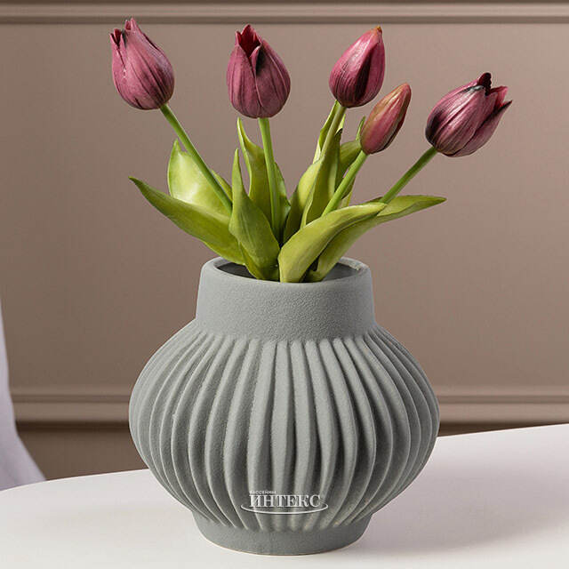 Силиконовые цветы Тюльпаны Parateo 5 шт, 26 см бургунди EDG