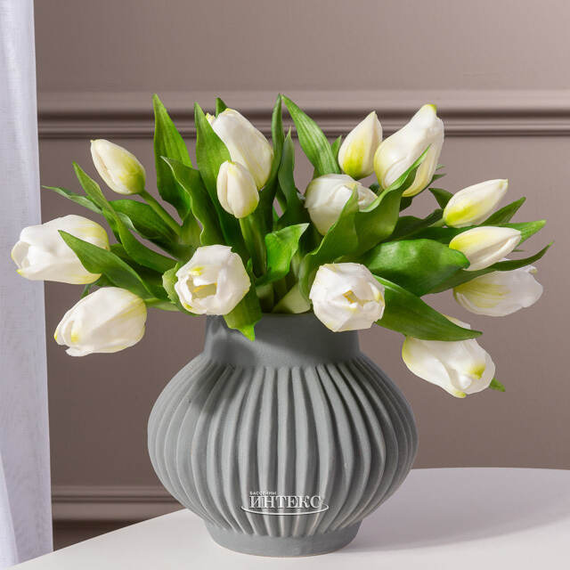 Силиконовые цветы Тюльпаны Piccola Ragazza 5 шт, 28 см белые EDG