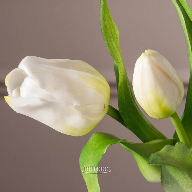 Силиконовые цветы Тюльпаны Piccola Ragazza 5 шт, 28 см белые EDG