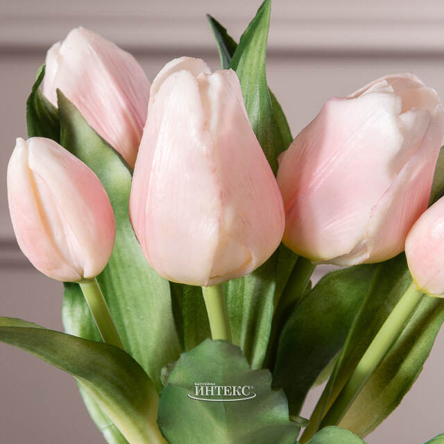 Силиконовые цветы Тюльпаны Piccola Ragazza 5 шт, 28 см нежно-розовые EDG